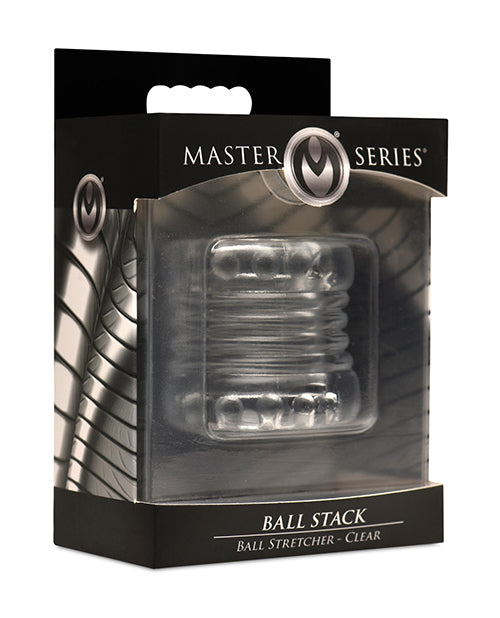 Master Series Ball Stretcher Clear Stretchy TPE with Textured Nubs for Comfortable Penis Enhancement