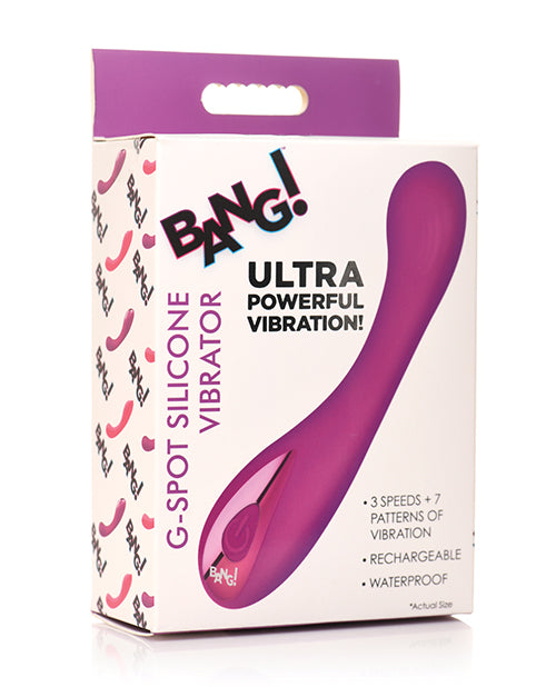 Bang! Vibrator Purple Silicone Ribbed G-Spot Head Flexible Shaft for Targeted Stimulation