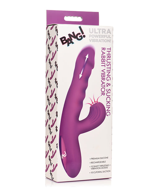 Bang! Vibrator Purple Thrusting Shaft Clit-Sucking Arm for Intense Dual Stimulation