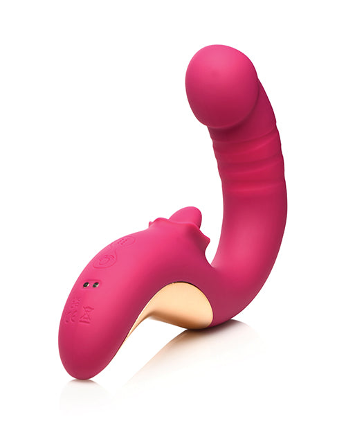 Lickgasm Vibrator Thrusting Shaft Licking Tongue for Dual G-spot and Clitoral Stimulation