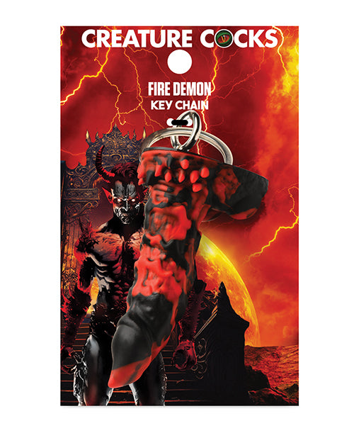 Creature Cocks novelty keychain silicone fire demon design with nickel-free metal for fantasy lovers' fun accessory
