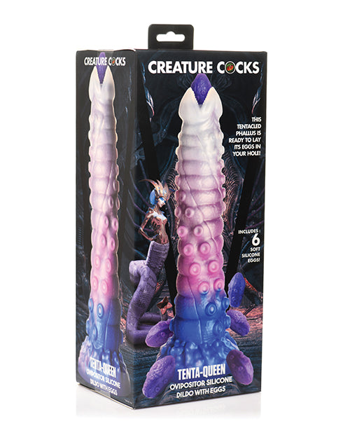 Creature Cocks Silicone Dildo with Spiral Ribbed Tentacle and Egg Insertion for Fantasy Roleplay