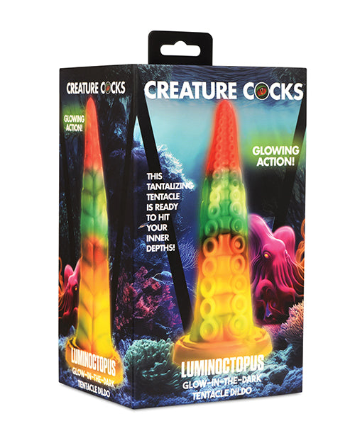 Creature Cocks Tentacle Dildo Glow-in-the-Dark Neon Colors Suction Cup for Fantasy Play