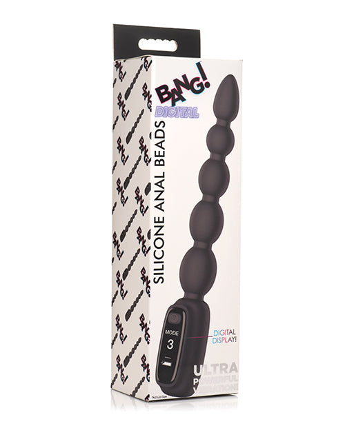 Bang! Anal Products Vibrating Silicone Anal Beads with Digital Display and Graduated Shape for Anal Stimulation
