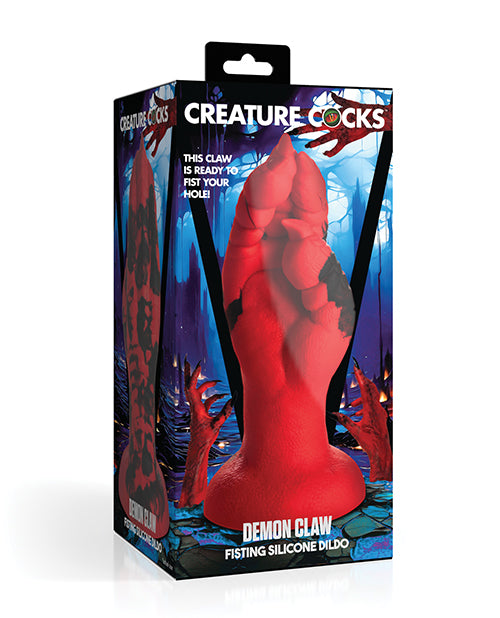 Creature Cocks Dildo Textured Demon Claw Red Silicone with Suction Base for Fantasy Roleplay
