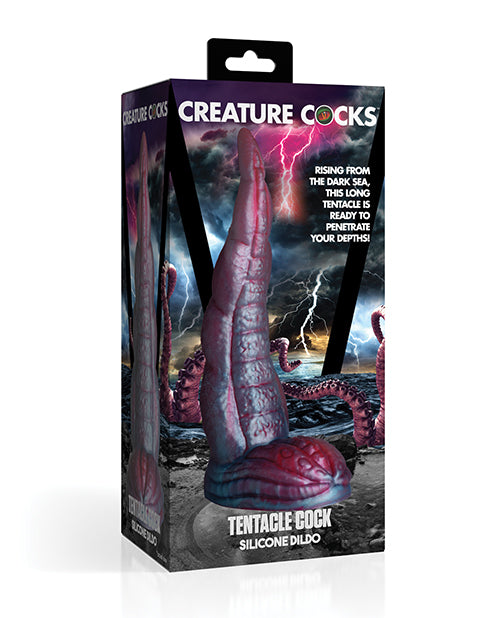 Creature Cocks Silicone Dildo Red and Blue Tentacle Textured Suction Base for Fantasy Roleplay Pleasure