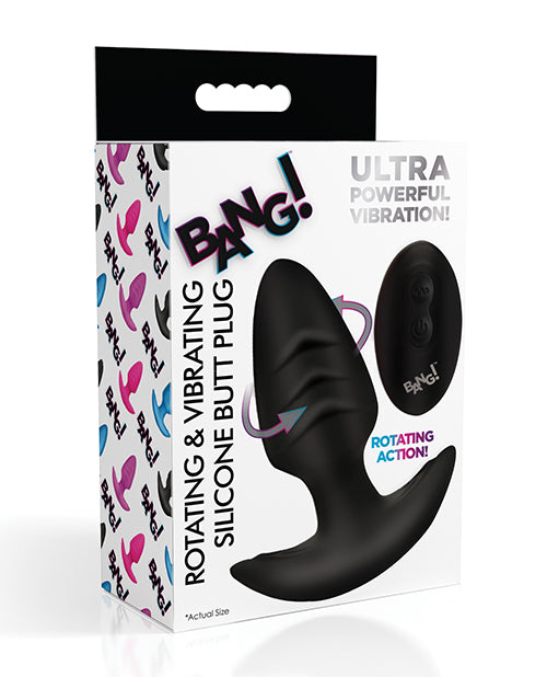 Bang! Anal Products Rotating Vibrating Butt Plug Black with Remote Control for Enhanced Anal Stimulation