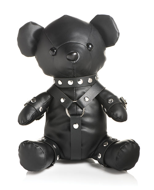Master Series Novelties Vegan Leather Gimp Bear with BDSM Outfit for Playful Adult Gift or Display