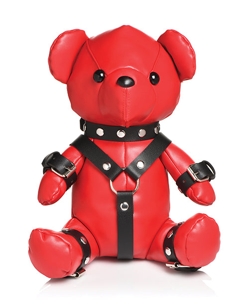 Master Series Novelties Teddy Bear Vegan Leather Gimp Costume Red Accents for Edgy Decor or Gift