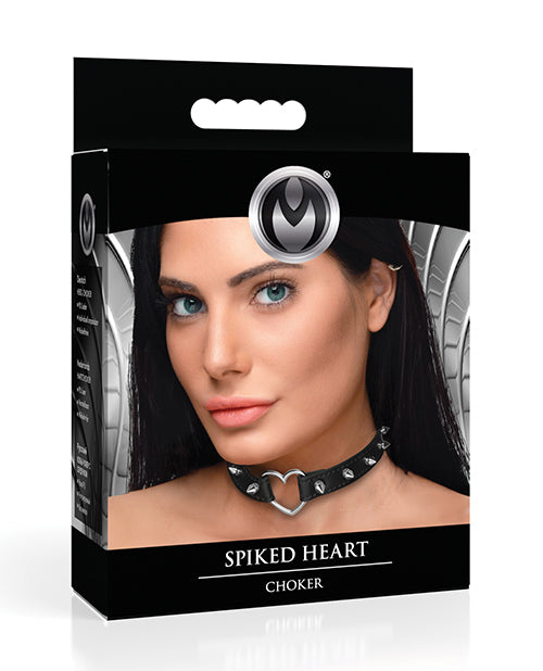 Master Series Bondage Collar Spiked Heart Vegan Leather Adjustable Fit for Fashion or Play