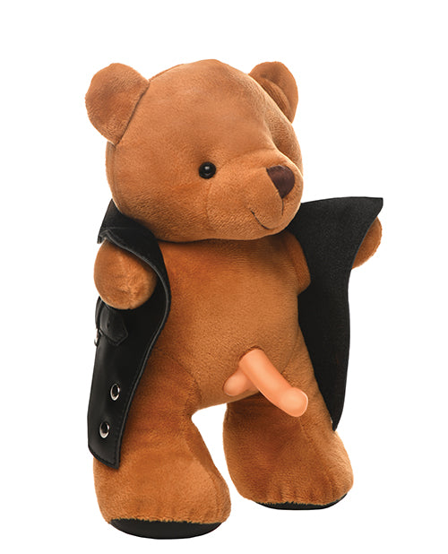 Master Series Novelty Teddy Bear with Glow-in-the-Dark Feature and Vegan Leather Jacket for Humorous Adult Gifting