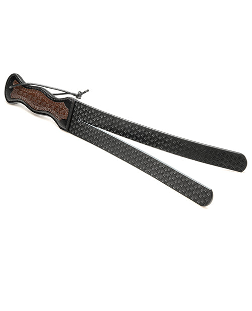 STRICT Bondage Whip Vegan Leather Split-End Design Curved Handle for BDSM Discipline and Restraint