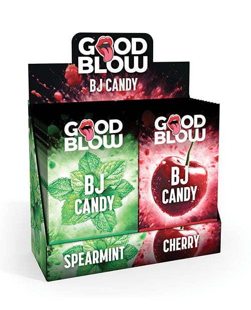 Good Blow Popping Candy Display with Cherry and Spearmint Flavors for Oral Pleasure and Tingling Sensations