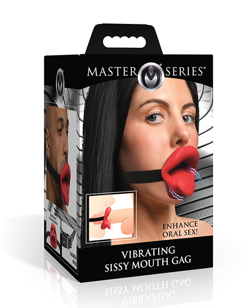 Master Series Bondage Blindfolds & Restraints Vibrating Mouth Gag Silicone Tongue Adjustable Strap for Enhanced Oral Play