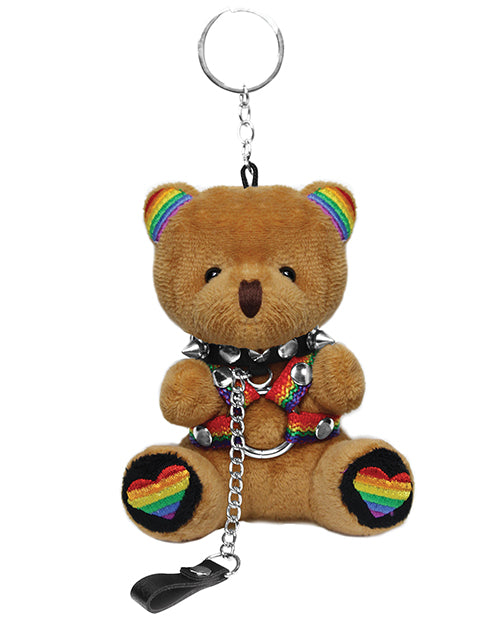 Master Series Pride Bear Keychain with Rainbow Harness Nickel-Free Chains for LGBTQ+ Pride and Daily Celebration