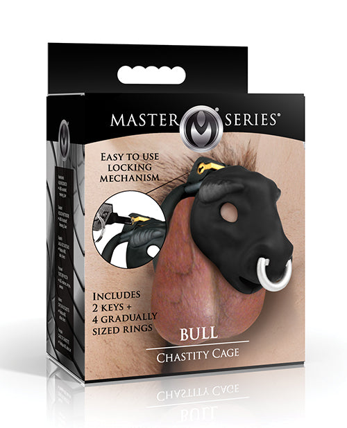 Bull Chastity Cage with Bull Head Tip and Adjustable Rings