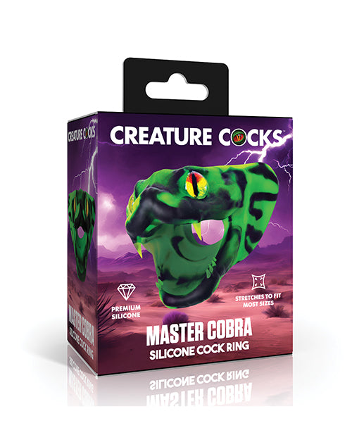 Master Cobra Silicone Cock Ring with 2-Inch Extension – Green