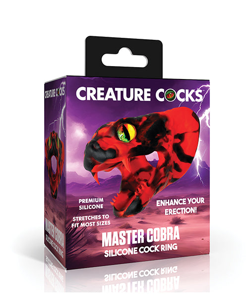 Master Cobra Silicone Cock Ring with 2-Inch Extension – Red