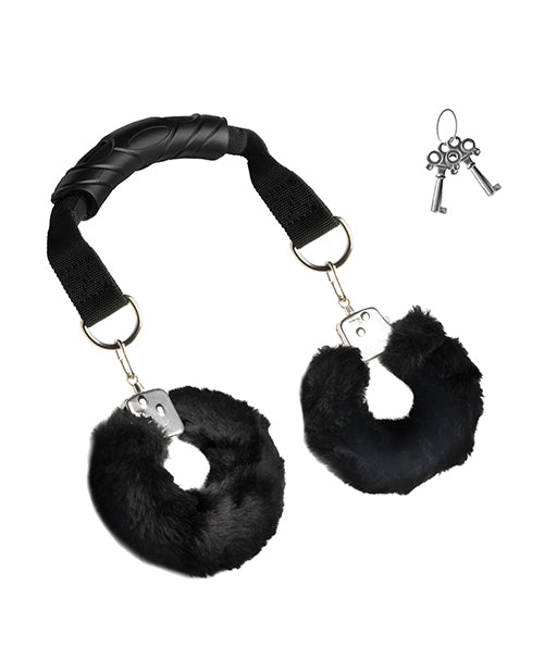 Furry Handcuffs with Handle and Quick-Release Lever