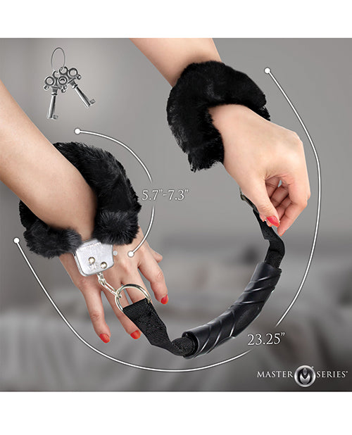 Furry Handcuffs with Handle and Quick-Release Lever