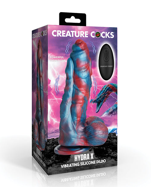 Hydra X Vibrating Silicone Dildo with Triple-Headed Shaft and Suction Cup
