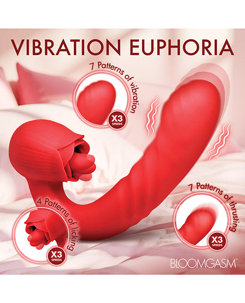 Bloomgasm Boom Bloom Thrusting & Licking Rose Vibrator with Dual Action
