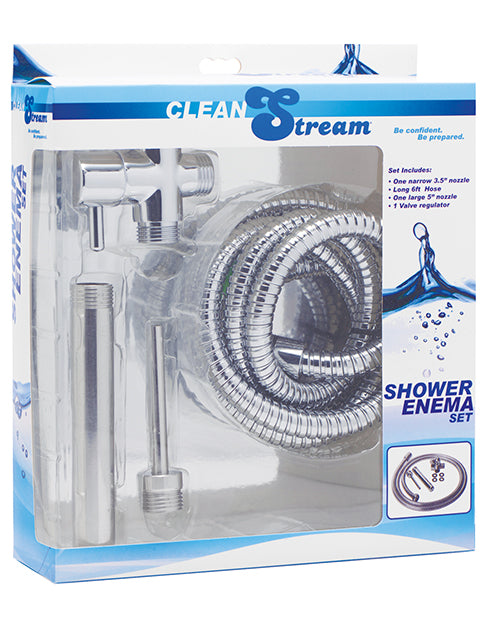 CleanStream Anal Products Deluxe Metal Shower Enema System with 6ft Hose and Dual Nozzles for Comfortable Cleansing
