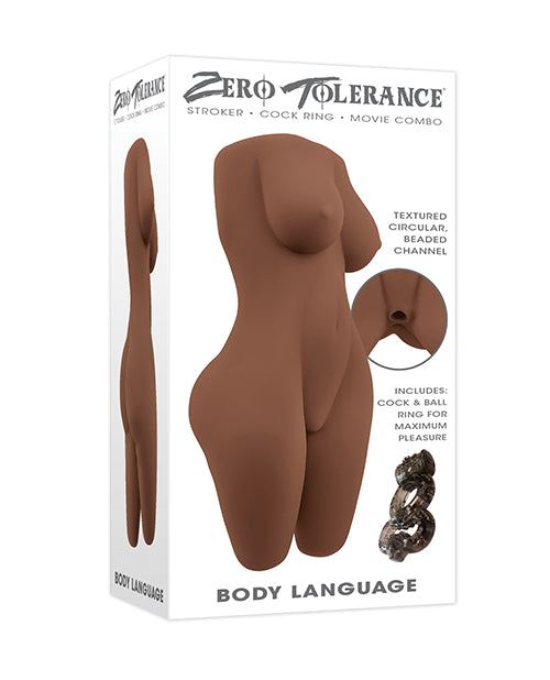Zero Tolerance Dolls & Masturbators Soft TPE Body-Shaped Stroker with Textured Channel and Vibrating Ring for Intense Personal Pleasure