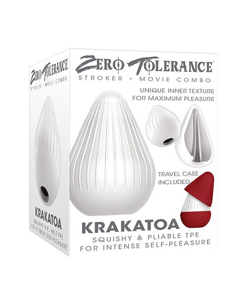 Zero Tolerance Krakatoa Stroker super-stretchy white masturbator with textured flaps for intense solo pleasure