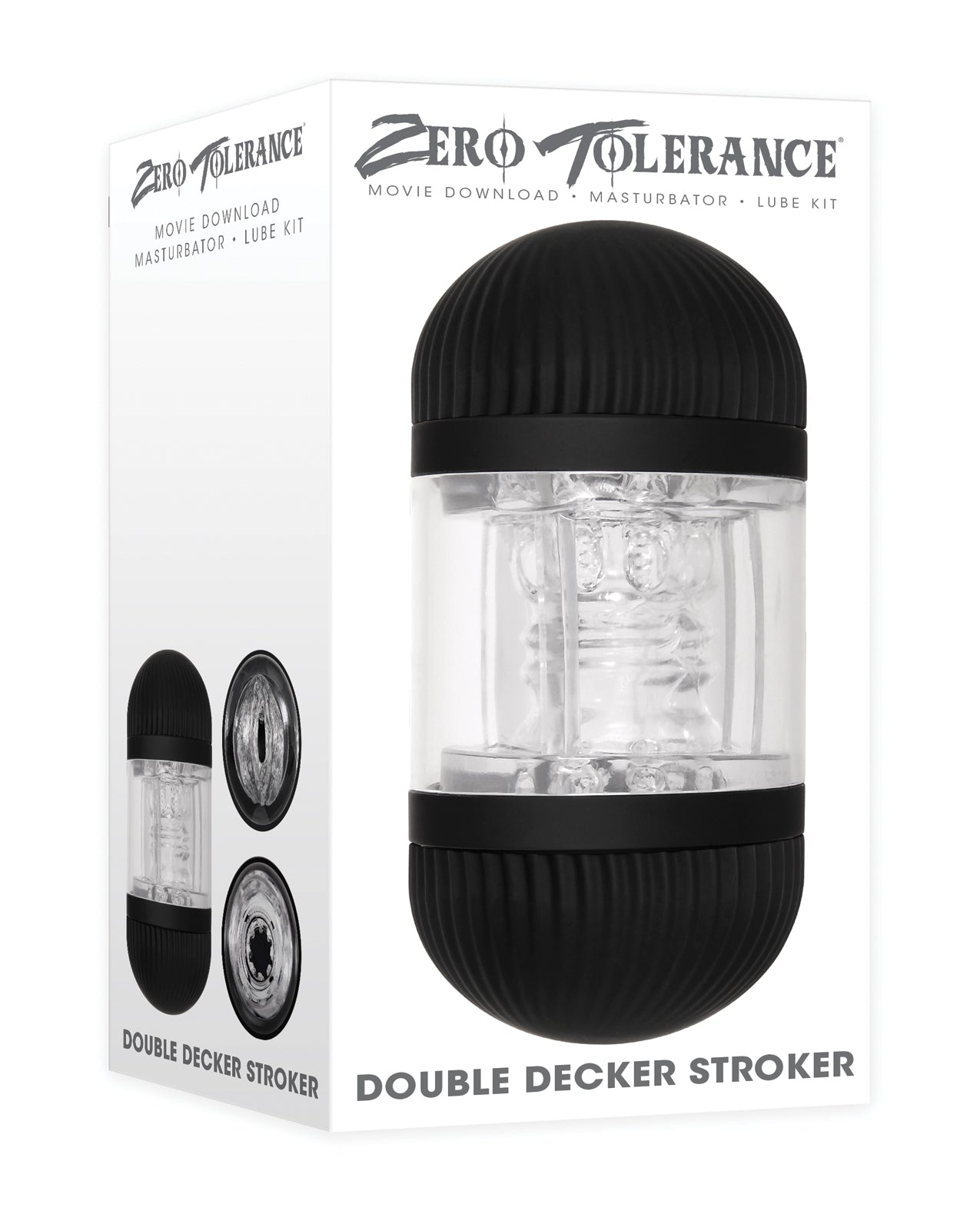 Zero Tolerance Double Decker Stroker with Dual Textured Openings and Removable Sleeve for Intense Solo Pleasure