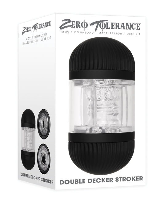 Zero Tolerance Double Decker Stroker with Dual Textured Openings and Removable Sleeve for Intense Solo Pleasure