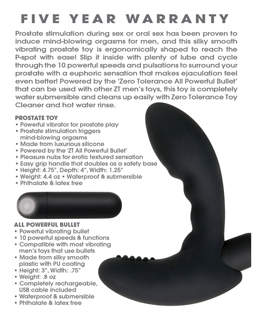 Zero Tolerance Eternal Prostate Massager with 10 Vibration Modes