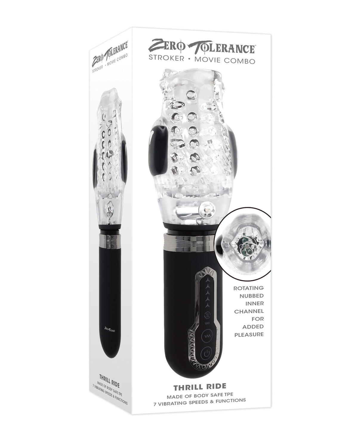 Zero Tolerance Thrill Ride Rechargeable Stroker - Black/Clear