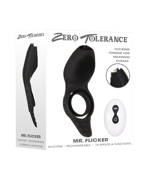 Zero Tolerance Vibrating Cock Ring with Tongue-Flicking Motion and Remote Control for Intimate Couples Pleasure