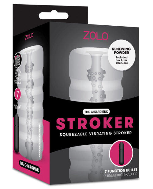 ZOLO Vibrating Masturbator Squeezable Textured Sleeve with 7-Function Bullet for Realistic Stimulation