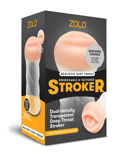 ZOLO Transparent Dual Density Stroker with Realistic Mouth and Textured Interior for Enhanced Visual Stimulation
