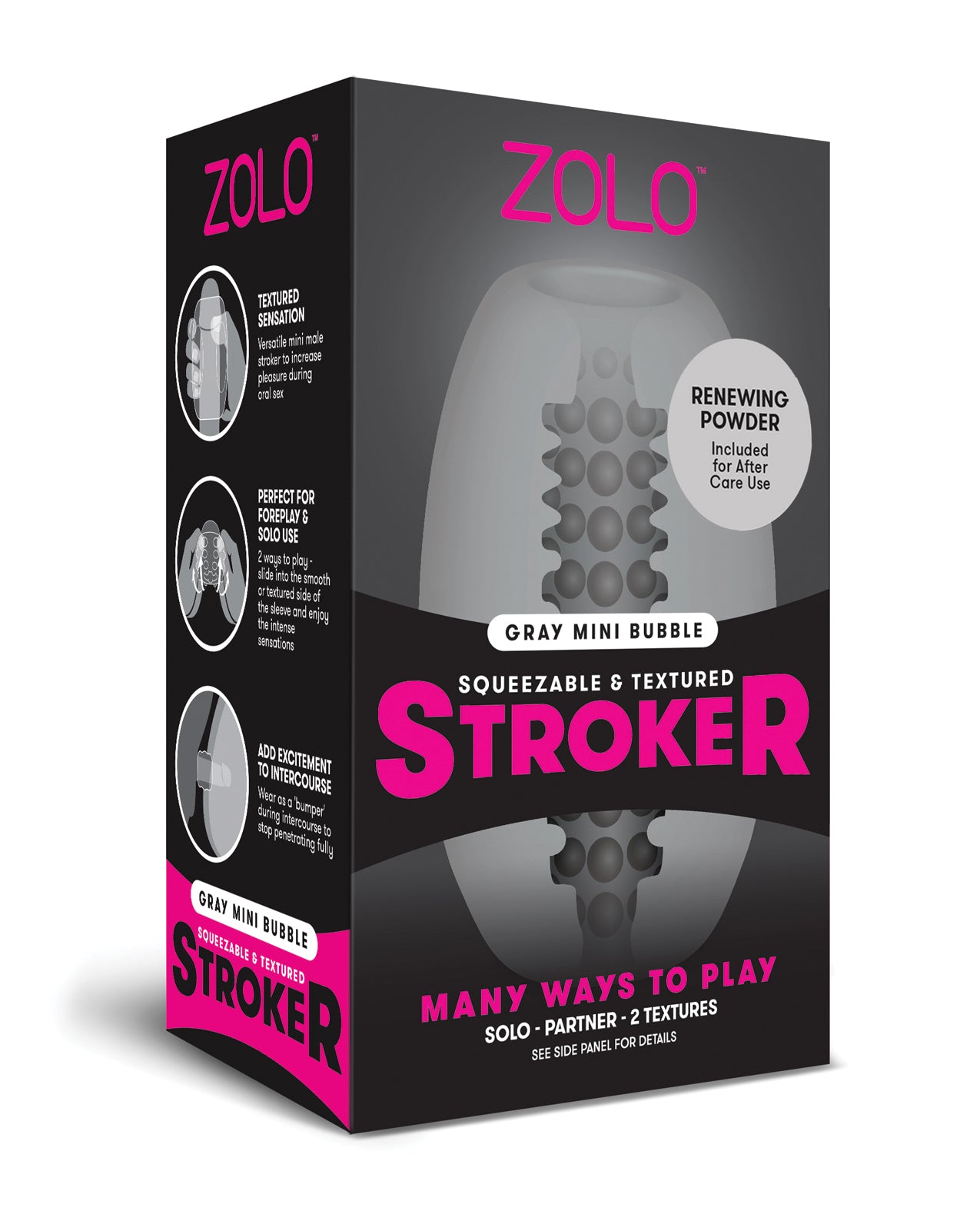 ZOLO Mini Double Bubble Stroker Dual-Sided Textured Squeezable for Versatile Male Pleasure