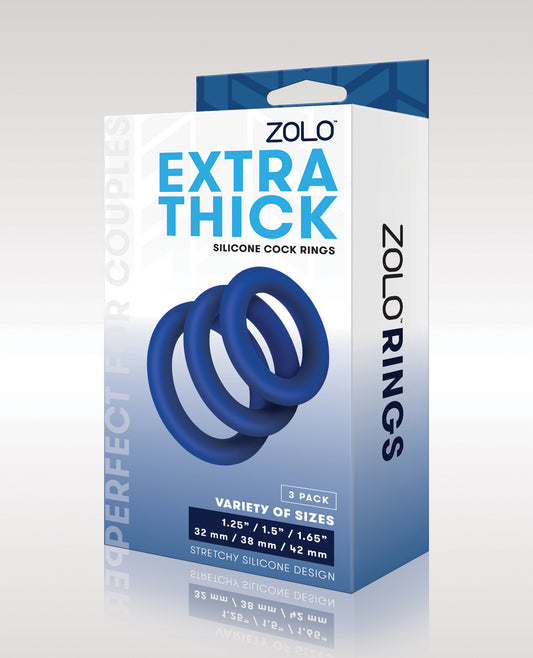 ZOLO Silicone Penis Enhancement Rings Extra Thick Set of 3 for Comfortable Stamina Support