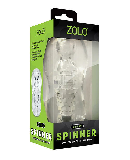 ZOLO Gripz Spinner Stroker Clear Textured Sleeve Ergonomic Design for Visual Stimulation