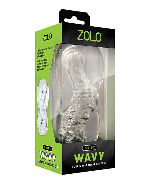 ZOLO Clear Stroker Ergonomic Grip Textured Curved Sleeve for Intense Sensation and Visual Stimulation