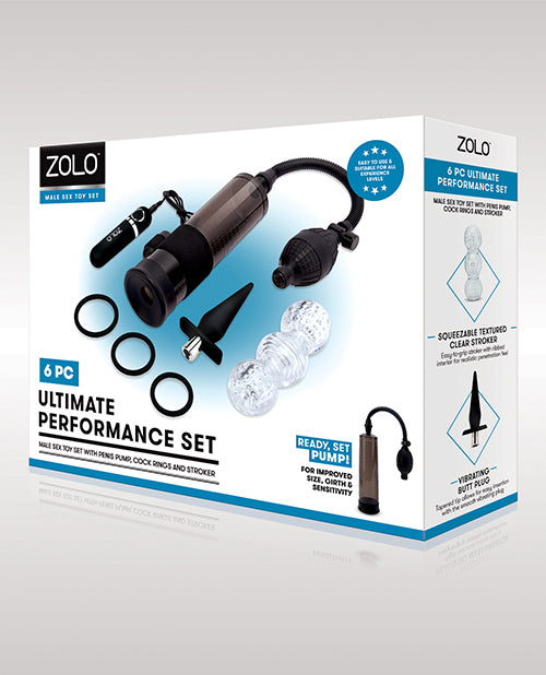 ZOLO Penis Enhancement Set with Vibrating Pump, Ribbed Stroker, and Cock Rings for Performance and Pleasure