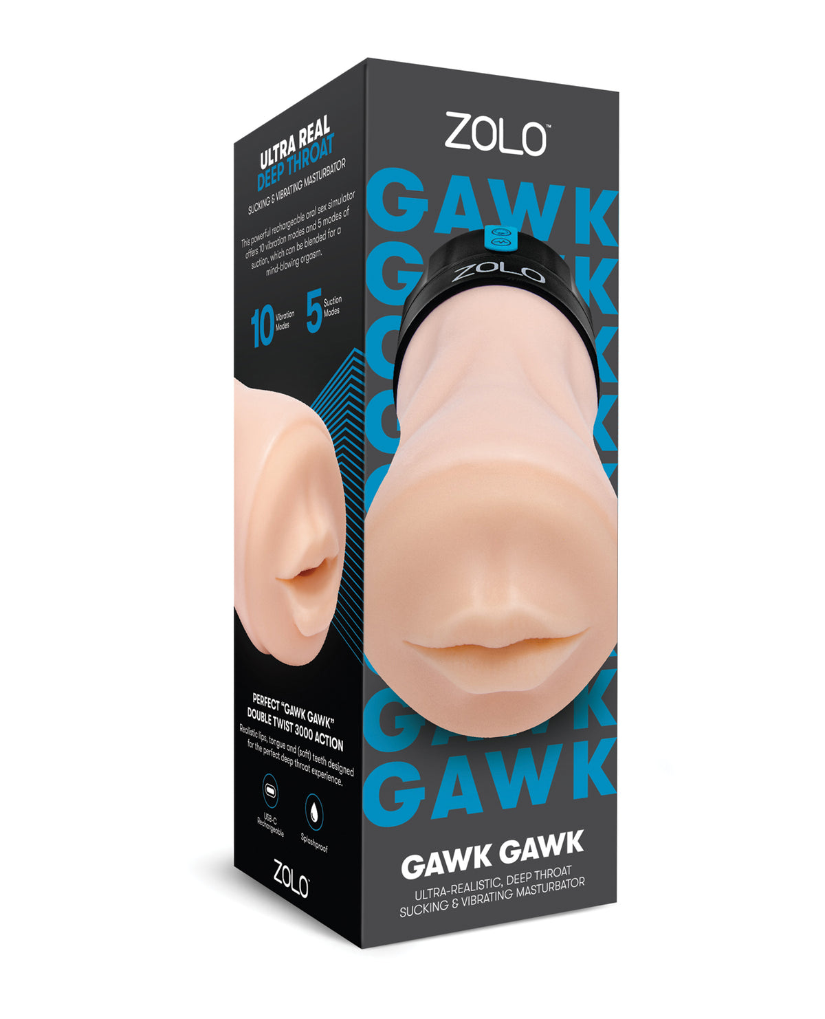 ZOLO Gawk Gawk Deep Throat Vibrating Masturbator - Ivory